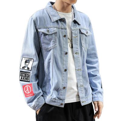 China Autumn Ins Brand Men 2021 breathable plus fashion handsome Jean Denim Jacket Men's fat plus size jacket youth for sale