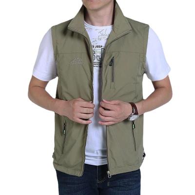 China Spring Autumn Thin Section Breathable Custom Fishing Vest Middle Ages Older Men's Vest Black Cotton Men's Vest for sale