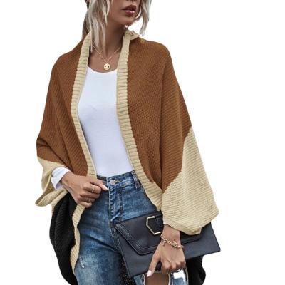 China Contrast Anti-wrinkle Shawl For Autumn Winter 2021 New Color Blocking Knitted Luxury Slim Fit Cardigan Sweater Jacket Sweater Hoodies for sale