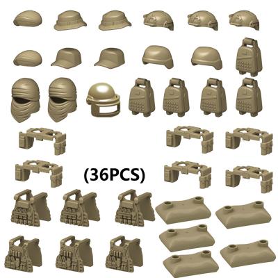 China DIY Building MOC Brick Fitted Suit Helmet Armor Sandbag WW2 Soldiers Accessories Army Weapon Military Pack Building Blocks Brick Sets Toys for sale