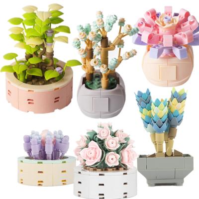 China Potted DIY Building Brick Plants Succulents Cactus Gypsophila Bonsai Tree Gardens Building Blocks Model Bricks Kids Kits Romantic Classic Toys for sale