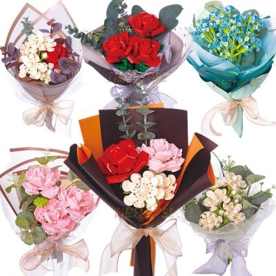 China DIY Building Brick Rose Flower Bouquet Valentine's Day Gypsophila Gardens Romantic Model Bricks Kids Building Blocks Classic Sets Kits Toys Gifts for sale