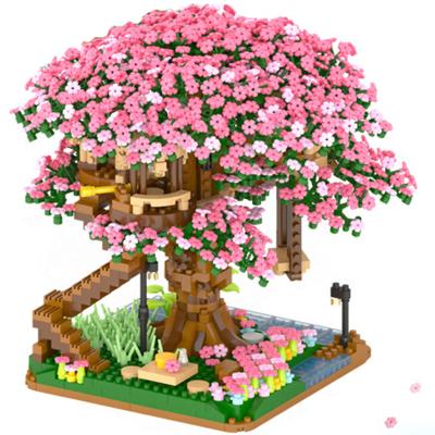 China Discoloration Brick 2138pcs 2022 DIY Cherry Blossom Flower Pink Tree House Building Assembly Building Block Classic Model Bricks Sets Kid for sale