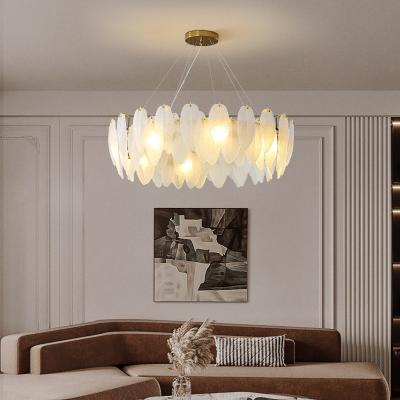 China Modern Contemporary Glass Chandelier With Leaf Shade Indoor Lighting Decorative Ideas Around Chandelier for sale