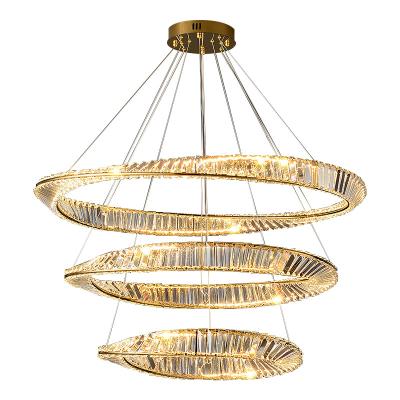 China Elegant Modern Simple Style Irregular Round Chandelier And Crystal Living Room Bedroom LED Pendant Light for sale