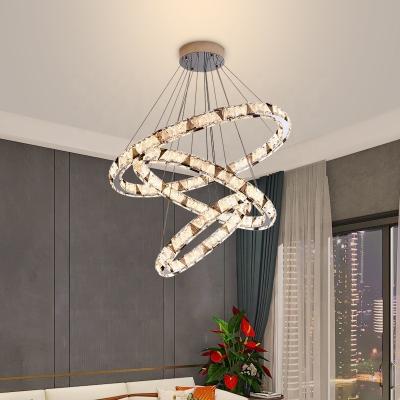 China Modern Modern Chrome Hanging Lamp Hotel Lobby Round Led Light Luxury Large Gold Chandelier Crystal Lights Pendant for sale