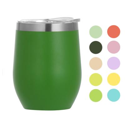 China 12oz egg shape tumbler shape wine sustainable double-wall vacuum flask with powder-coated lid color cup for sale