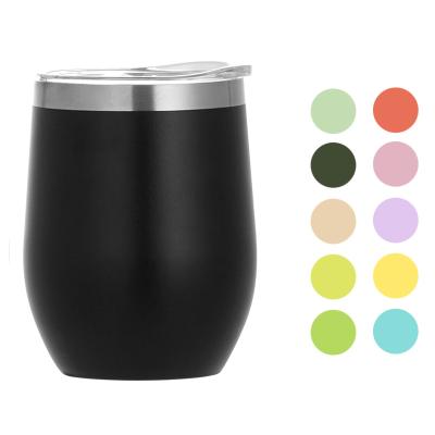 China 12oz Wine Beer Wine Tumbler Viable Egg Shaped Powder Coating Coffee Mug With Lid for sale