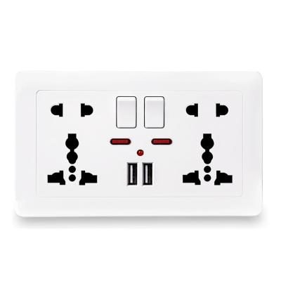 China 13A USB Wall Socket Switch Socket 2 White Universal Residential / General Purpose Strip Power for sale