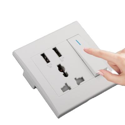 China With Universal USB Ports USB Wall Socket With Dual USB Lamp Switch Phone Switch Control Charging Left Socket 2.1A for sale