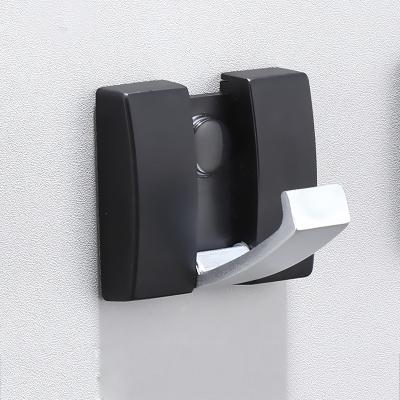 China Viable Wholesale Coat Hooks Nail Double Function Coat Hook Wall Hook Free Punch Black Silver Hook for sale