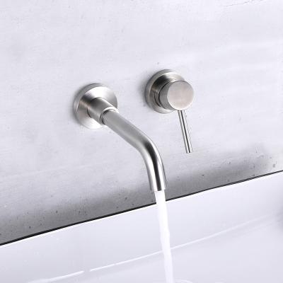 China Metered Faucets Factory Wholesale Brushed Stainless Steel Concealed Single Lever Installation Basin Faucet for sale