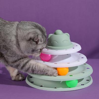 China New Viable Pet Toy Four-Layer Cat Turntable Self-Hi Fun Color Toys Ball Cat Training Toys for sale