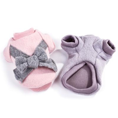 China New Design Four Seasons Dog Clothes Brush Flannel Bow Viable Pet Teddy Pet Dog Clothes for sale