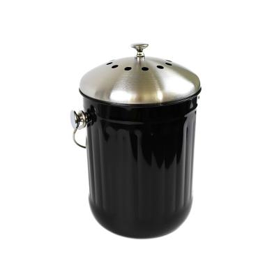 China Stocked Indoor Countertop Stainless Steel Kitchen Compost Bin With Charcoal Filter for sale