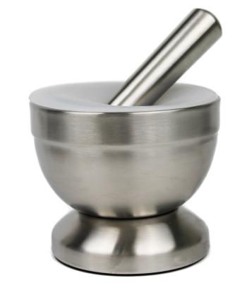 China Stainless Steel Mortar and Pestle Pill Crusher Viable Herb Bowl Pesto Powder Crusher for sale