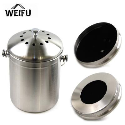 China Sustainable Stainless Steel Waste Bin Kitchen Countertop Compost Bin for sale