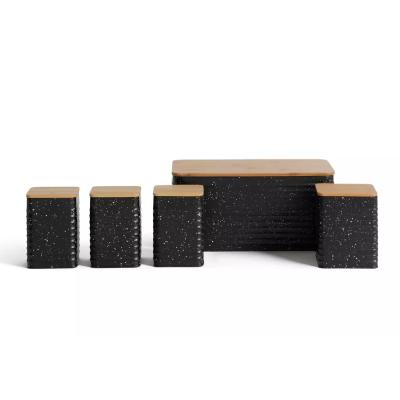 China Freshness Retention Set Of 5 Stain Bamboo Storage - Black for sale