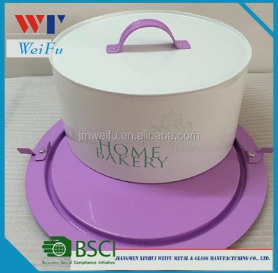 China Large Old Stocked Classic Cake Tin / Cake Carrier, Purple for sale