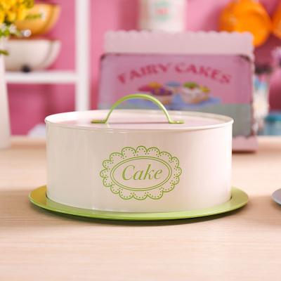 China Viable Colored Metal Cake Keeper / Cake Plate With Lid Cake Stand With Power Coating for sale