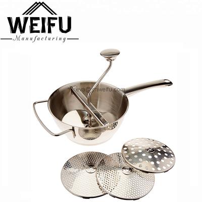 China Sustainable Food Mill Stainless Steel Vegetable Grinder With 3 Discs for sale