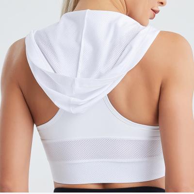 China 2021 Breathable Running Tops Mujer Femme Yoga Sports Bra TopJogging Sports Bras Women Fitness Hooded Gym Workout for sale