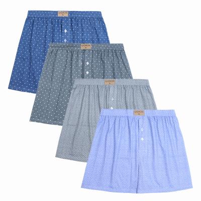 China Hot Sale Antibacterial Mens Boxers Men's Plaid Striped Loose Trunks Woven Homme Panties Boxer With Elastic Waistband Shorts for sale