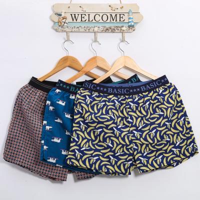 China Hot Sale Mens Boxers Mens Plaid Antibacterial Cotton Striped Loose Trunks Woven Homme Panties Boxer With Elastic Waistband Shorts for sale