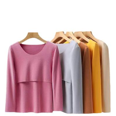 China Radiation Protection Nursing Sleepwear T-shirt Breathable Pregnancy Plus Fleece Thermal Underwear Maternity Care Top for sale