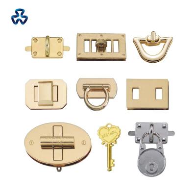 China Custom Gold Metal Purse Bag Purse Zinc Alloy Zinc Alloy Twist Locks Bags Hardware Metal Parts For Shoulder Lady Bags Rectangle Shape for sale