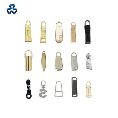 China Custom Bag Handbag Purse Zipper Puller Metal Zipper Pull Brand Logo Bag Head Puller Zipper Garment Metal Zipper Puller for sale