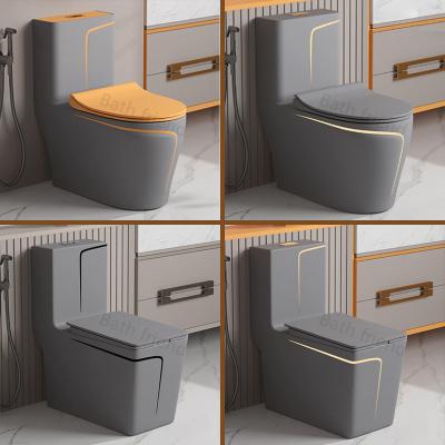 China Dual-Flush Matt color toilet ceramic WC commode Grey orange toilet basin Chaozhou wholesale toilet factory for sale