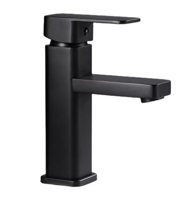 China Thermostatic Faucets High Quality Washroom Basin Mixer Taps square shape plating deck mounted bathroom black faucet for sale