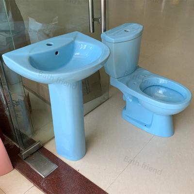 China Dual-Flush Bathroom furniture economic toilet basin suit twyford Toilet blue color italian standard toilet bowl for sale