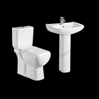 China Dual-Flush Sanitary ware ceramic square WC two piece toilet wholesaler twyford bathroom toilet basin set for sale