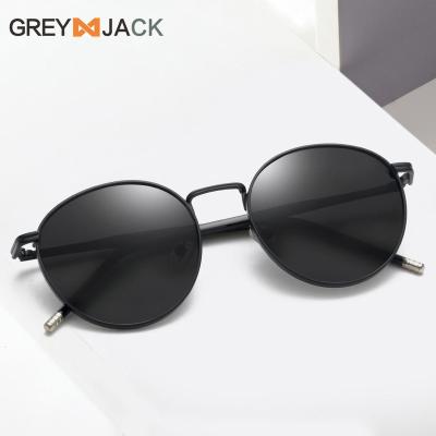 China Round 2023 High Quality Classic Round Sunglasses Brand Designer Metal Frame Men Women Polarized Sunglasses for sale