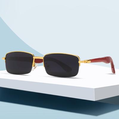 China Luxury Sunglasses Manufacturer 2023 Hot Sell Gold Frame Colorful Sunglasses for Men Wooden Spring Leg Sun Glasses Shade Male Female Glasses for sale