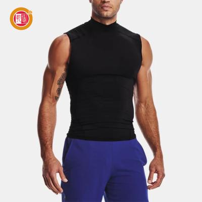 China Wholesale Mens Breathable Polyester Muscle Fit Black Sleeveless Sports T-Shirt Tanks Gym Tanks Mens Sleeveless for sale