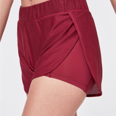 China Anti-wrinkle New Technology Double Layers Female Gymwear Mesh Yoga Running Women Breathable Shorts for sale