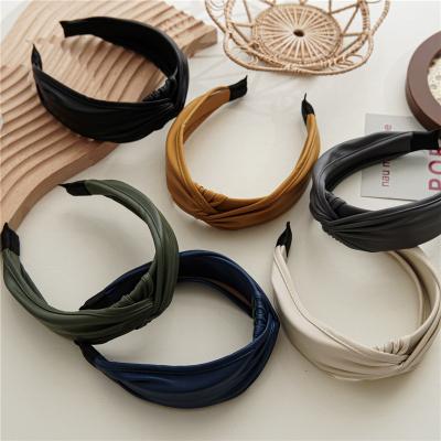 China Decorate New Fashion Design Women Hair Accessories Headband HairWrap Girls PU Twist Hair Band for sale