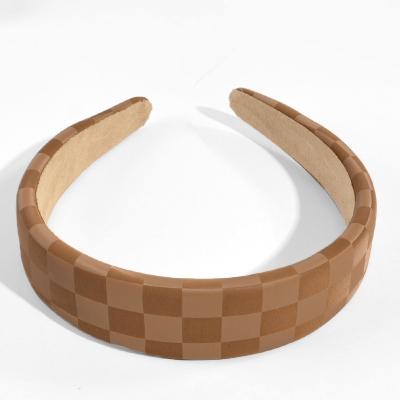 China Retro fashion design hot fast delivery coffee plaid hair band headband for women for sale