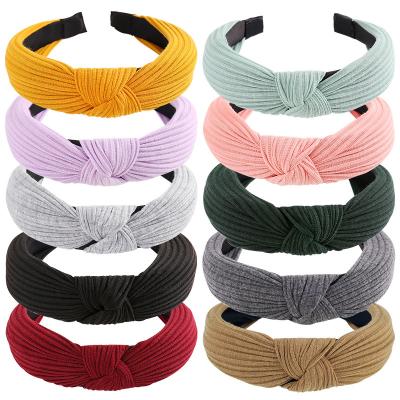 China Decorate Korea style solid color hair band wholesale knotted headband for women for sale