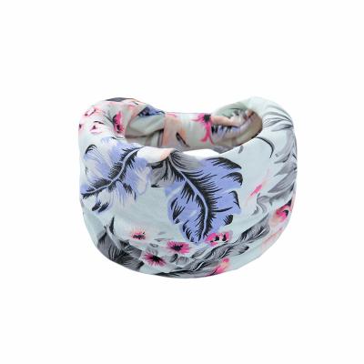 China European and American style colorful floral print women sports turban wide elastic headband head band for sale