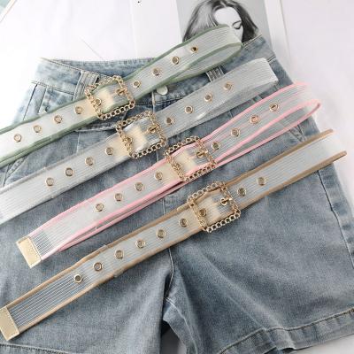 China Adult INS Style Square Buckle Women Belt Breathable Mesh Material Waist Belts For Jeans for sale