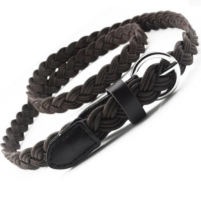 China Slim PU Braided Pin Buckle Women Waist Belt Leather Adult High Quality Fashion Style for sale