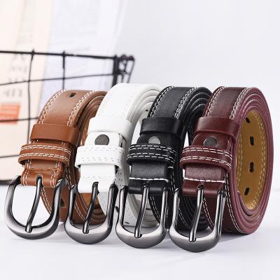 China Fashion Designer Waist Young Custom Logo Pin Ring Metal Buckle Women Men Adult PU Leather Belt for sale