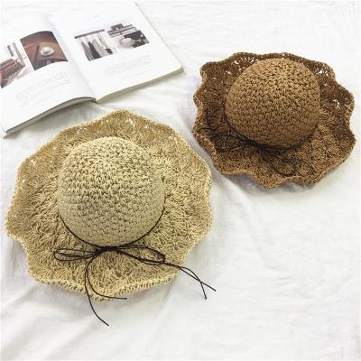 China Fast Delivery Straw Summer Sun Hat Ladies Vacation Beach Hollow Folding Soft Hat Leisure for sale