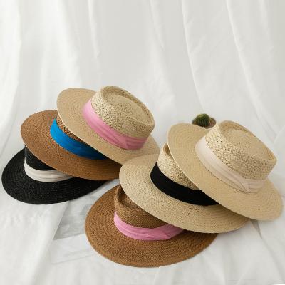 China Leisure Summer Travel Beach Vacation Flat Surface Women Sun Hat Breathable Casual Straw Hat for sale