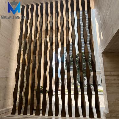 China Durable Unique Design 3D Metal Partition Divider Gold Wall For Exterior Decoration OEM Stainless Steel Project for sale