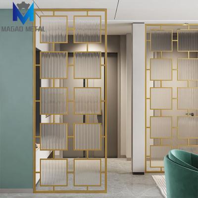 China Durable Interior Simple Style Home Decor Factory Supply Magao Stainless Steel Glass Room Divider for sale